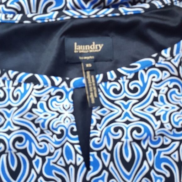 LAUNDRY by Shelli Segal Summer Shift Dress Black Blue and White XS NWOT - Picture 7 of 10